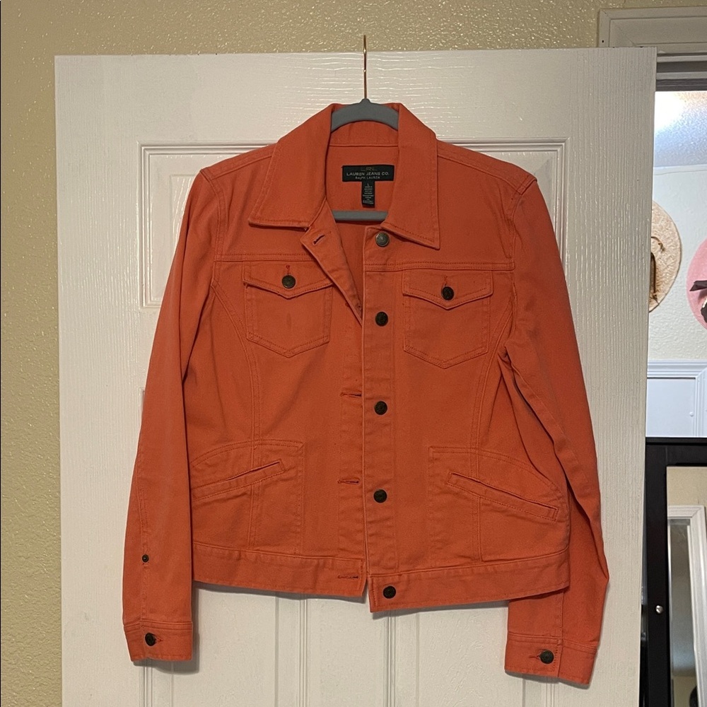 Ralph Lauren Women's Coral Melon Salmon Trucker Jean Jacket